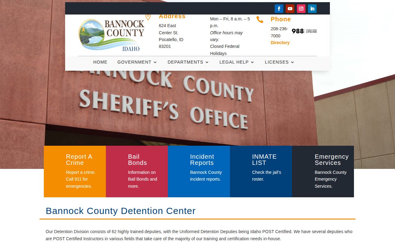 Bannock County Detention Center release and detention route