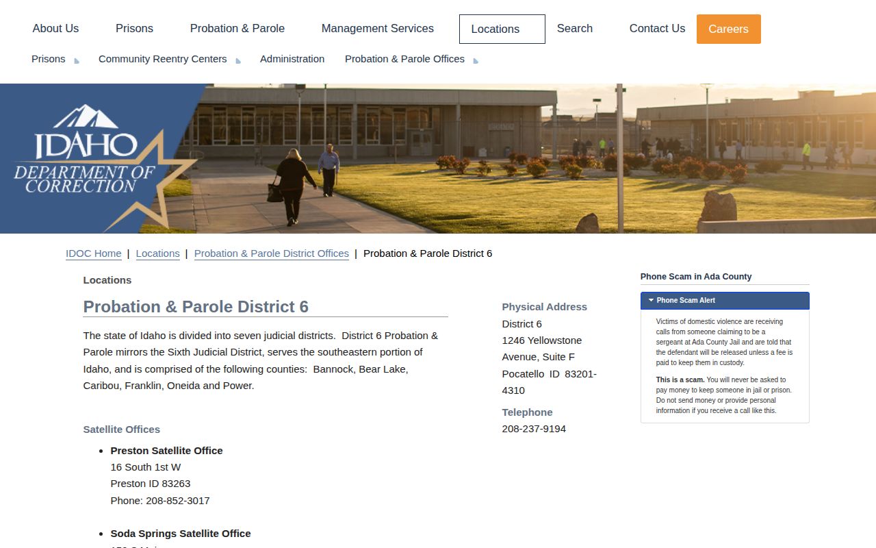 IDOC District 6 Preston release supervision information for Franklin County